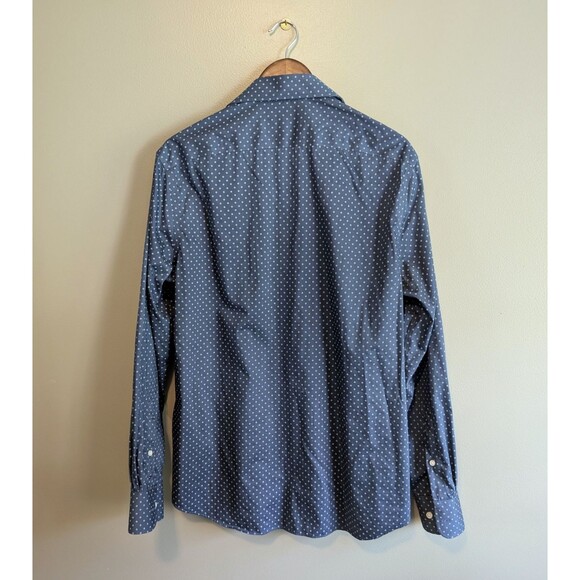 Tommy Hilfiger Size Large Blue Shirt Mens Dot Button Up THFlex Slim Fit Stretch - Picture 6 of 6